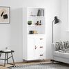 vidaXL Skř&iacute;ň highboard b&iacute;l&aacute; 69,5 x 34 x 180 cm kompozitn&iacute; dřevo