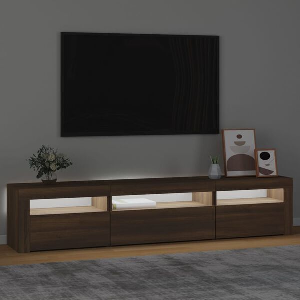 vidaXL TV skříňka s LED osvětlením hnědý dub 195x35x40 cm