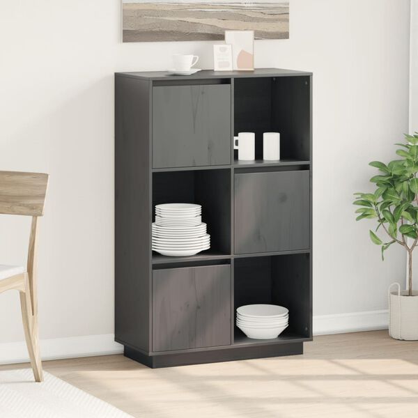 vidaXL Komoda &scaron;ed&aacute; 74 x 35 x 117 cm masivn&iacute; borov&eacute; dřevo