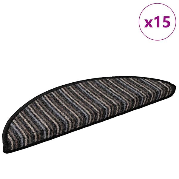 vidaXL Samolepicí schodové rohože 15 pcs Antracit 56 x 17 x 3 cm