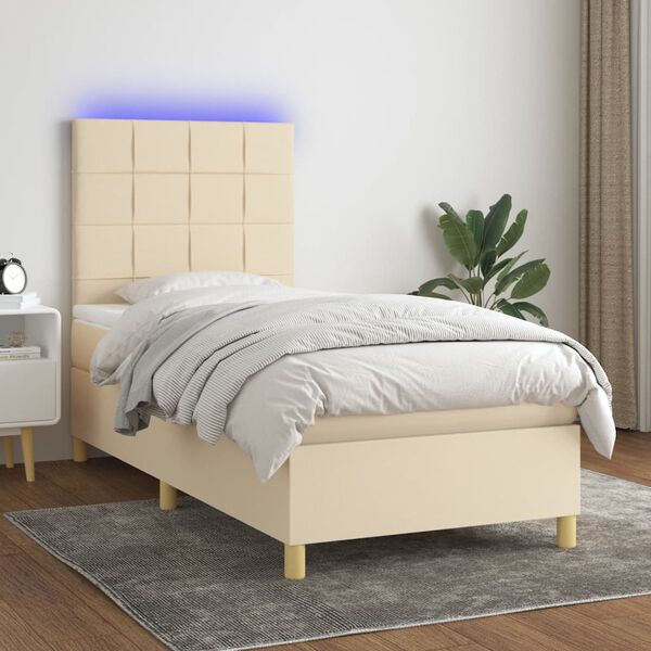 vidaXL Box spring postel s matrac&iacute; a LED kr&eacute;mov&aacute; 80 x 200 cm textil