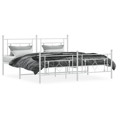 vidaXL Kovový rám postele s hlavovým a nožním čelem bílý 180 x 200 cm