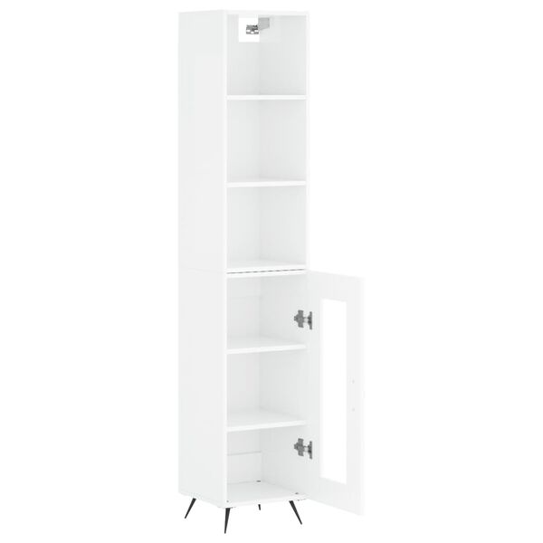 vidaXL Skř&iacute;ň highboard b&iacute;l&aacute; s vysok&yacute;m leskem 34,5x34x180 cm kompozit