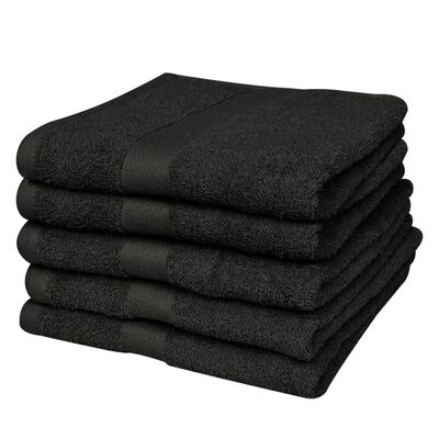 vidaXL Sada koupelových osušek 5ks bavlna 500 g/m² 100x150 cm černá