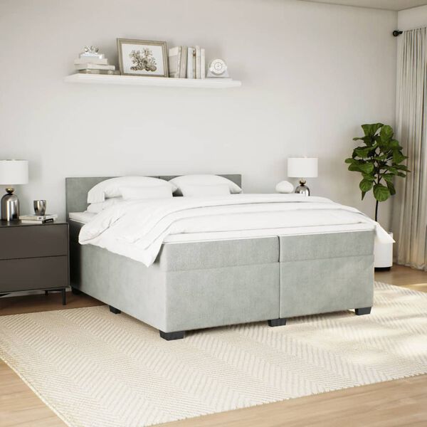 vidaXL Box spring postel s matrac&iacute; světle &scaron;ed&aacute; 200x200 cm samet