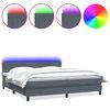 vidaXL Box spring postel s matrac&iacute; a LED tmavě &scaron;ed&aacute; 200x220 cm samet