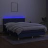 vidaXL Box spring postel s matrac&iacute; a LED modr&aacute; 140x200 cm textil