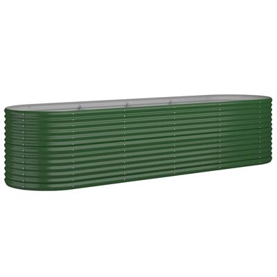 vidaXL Zahradní truhlík práškově lakovaná ocel 296 x 80 x 68 cm zelený