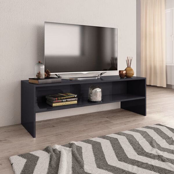 vidaXL TV stolek &scaron;ed&yacute; s vysok&yacute;m leskem 120x40x40 cm kompozitn&iacute; dřevo