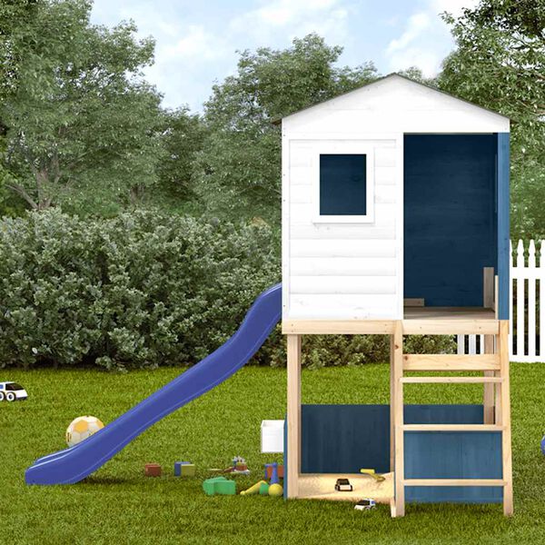 vidaXL Venkovn&iacute; hern&iacute; sestava B&iacute;l&aacute; a modr&aacute; jedle z masivn&iacute;ho dřeva