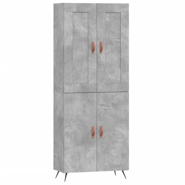 vidaXL Skř&iacute;ň highboard betonově &scaron;ed&aacute; 69,5x34x180 cm kompozitn&iacute; dřevo