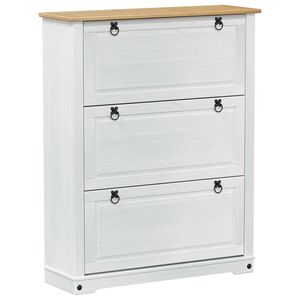 vidaXL Skř&iacute;ň na obuv Corona B&iacute;l&aacute; 99 x 32 x 122 cm Masivn&iacute; borov&eacute; dřevo