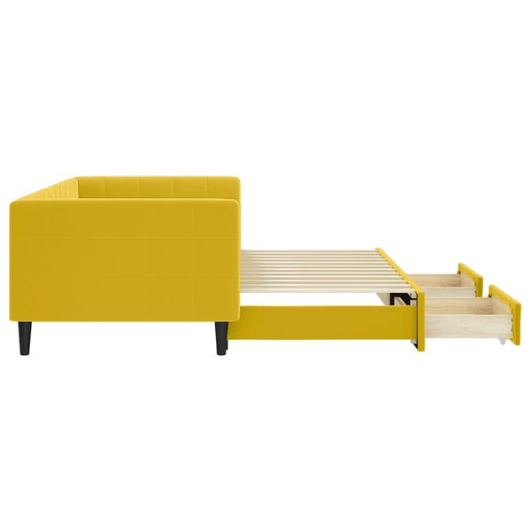 vidaXL V&aacute;lenda s přist&yacute;lkou a z&aacute;suvkami žlut&aacute; 90 x 200 cm samet