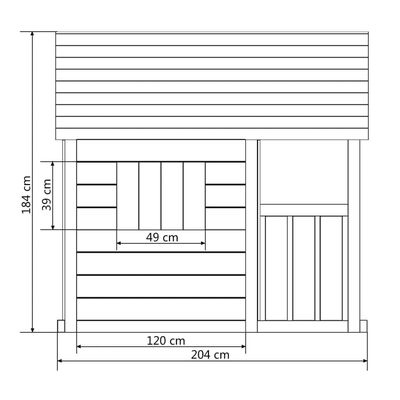 vidaXL Domeček na hraní se 3 okny 204x204x184 cm dřevěný