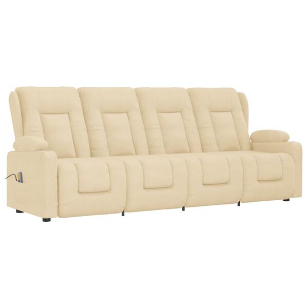 vidaXL 4místné masážní polohovací křeslo držáky nápojů krémové textil