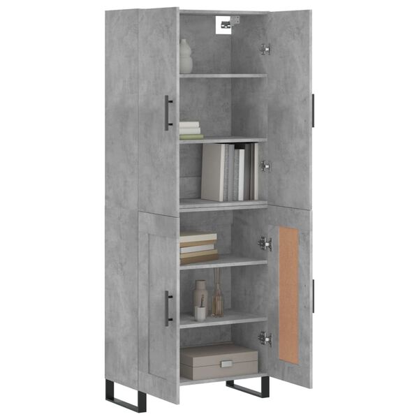 vidaXL Skř&iacute;ň highboard betonově &scaron;ed&aacute; 69,5x34x180 cm kompozitn&iacute; dřevo