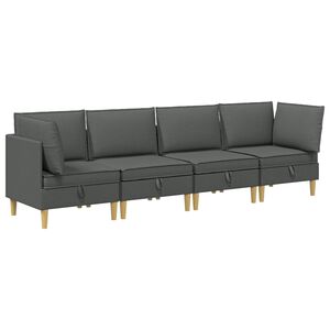 vidaXL Modul&aacute;rn&iacute; pohovka se storage 4 ks Tmavě &scaron;ed&aacute; Textil