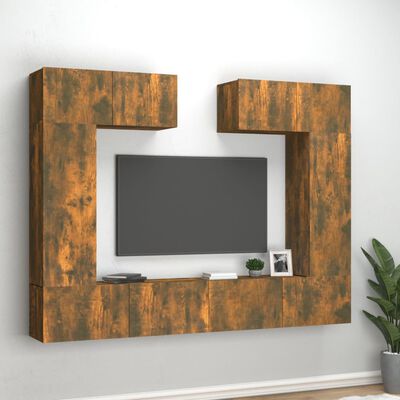 vidaXL 6dílný set TV skříněk kouřový dub kompozitní dřevo