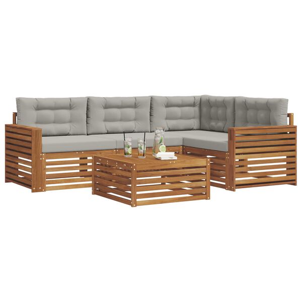 vidaXL Venkovn&iacute; pohovkov&aacute; souprava 5 pcs Př&iacute;rodn&iacute; a světle &scaron;ed&aacute;