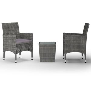 vidaXL 3d&iacute;ln&yacute; bistro set polyratan a tvrzen&eacute; sklo &scaron;ed&yacute;