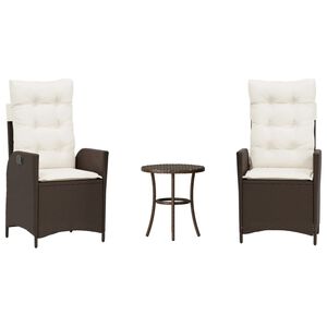 vidaXL 3d&iacute;ln&yacute; bistro set s podu&scaron;kami hněd&yacute; polyratan