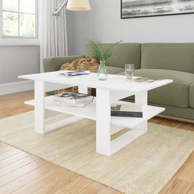 vidaXL Konferenční stolek bílý vysoký lesk 110 x 55 x 42 cm dřevotříska