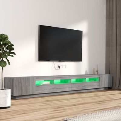 vidaXL 3dílný set TV skříněk s LED světly šedý sonoma kompozitní dřevo