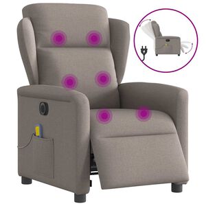 vidaXL Elektrick&eacute; mas&aacute;žn&iacute; polohovac&iacute; křeslo taupe textil