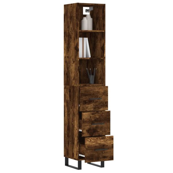 vidaXL Skř&iacute;ň highboard kouřov&yacute; dub 34,5 x 34 x 180 cm kompozitn&iacute; dřevo