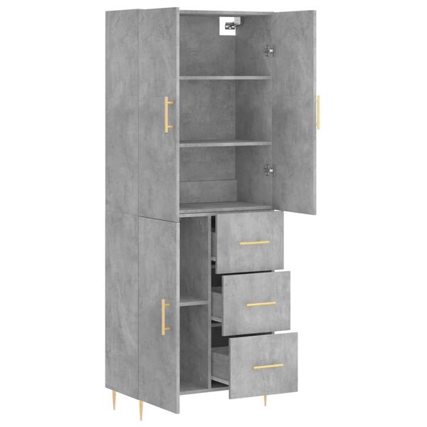 vidaXL Skř&iacute;ň highboard betonově &scaron;ed&aacute; 69,5x34x180 cm kompozitn&iacute; dřevo