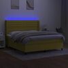 vidaXL Box spring postel s matrac&iacute; a LED zelen&aacute; 160x200 cm textil