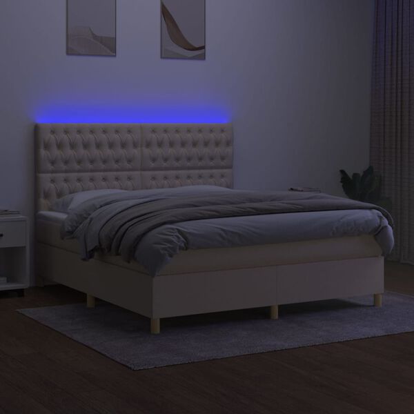 vidaXL Box spring postel s matrac&iacute; a LED kr&eacute;mov&aacute; 160x200 cm textil