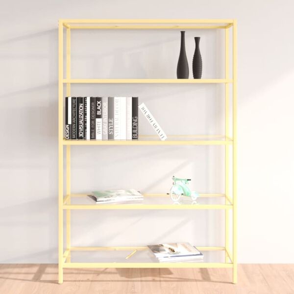 vidaXL Policov&yacute; reg&aacute;l zlat&yacute; a průhledn&yacute; tvrzen&eacute; sklo