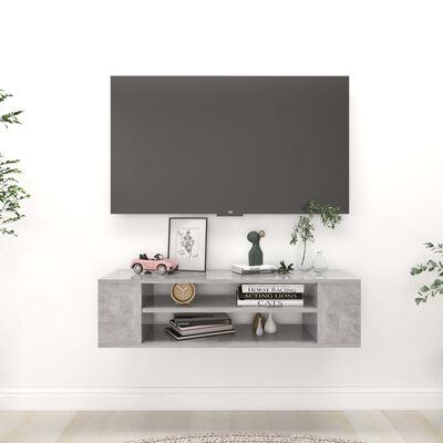 vidaXL Závěsná TV skříňka betonově šedá 100 x 30 x 26,5 cm dřevotříska