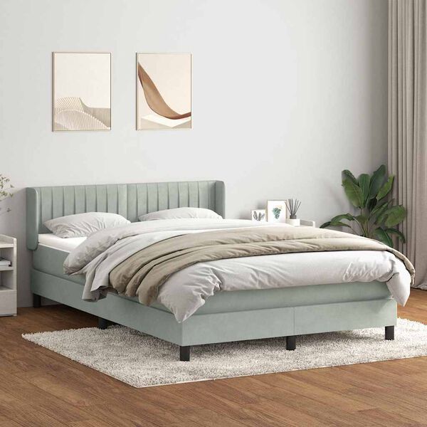 vidaXL Box spring postel s matrac&iacute; světle &scaron;ed&aacute; 140x220 cm samet