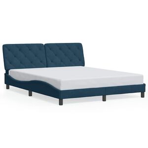 vidaXL R&aacute;m postele bez matrace modr&yacute; 160 x 200 cm samet