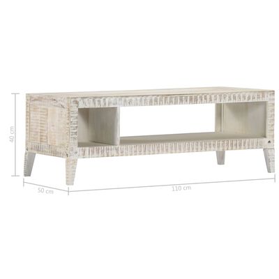 vidaXL Konferenční stolek bílý 110 x 50 x 40 cm masivní mangovník