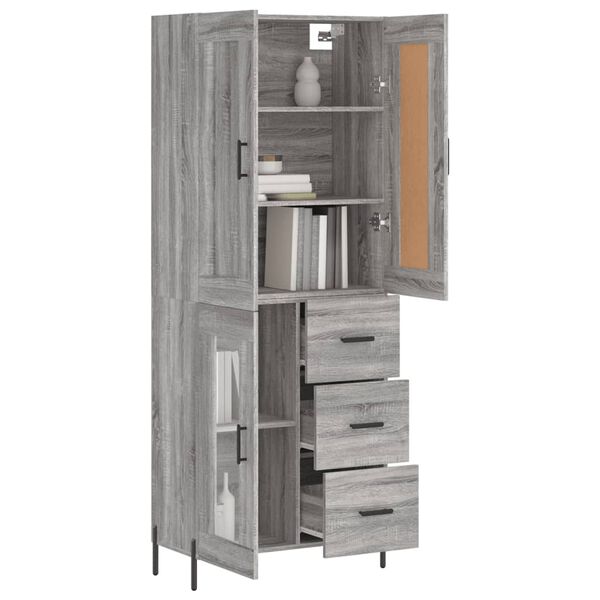 vidaXL Skř&iacute;ň highboard &scaron;ed&aacute; sonoma 69,5 x 34 x 180 cm kompozitn&iacute; dřevo