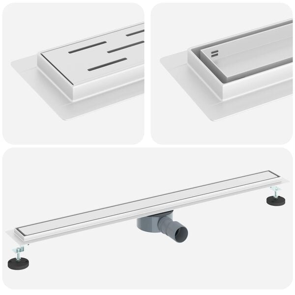 vidaXL Sprchov&yacute; odtok 2 v 1 s 360&deg; sifonem Stř&iacute;brn&aacute; 90 cm