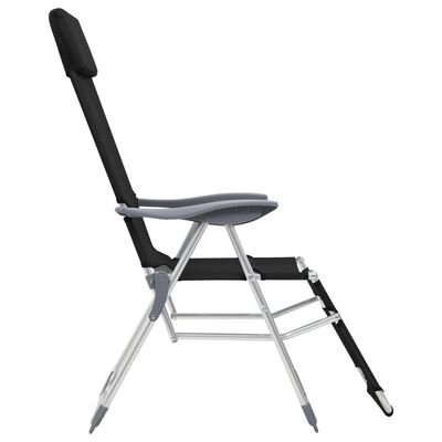 vidaXL Skládací kempingové židle s podnožkami 2 ks černé textilen