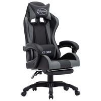 vidaXL Herní židle s podnožkou šedá a černá umělá kůže