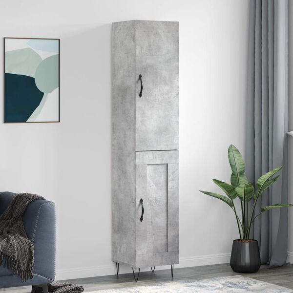 vidaXL Skř&iacute;ň highboard betonově &scaron;ed&aacute; 34,5x34x180 cm kompozitn&iacute; dřevo