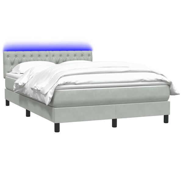 vidaXL Box spring postel s matrac&iacute; a LED světle &scaron;ed&aacute; 160x210 cm samet