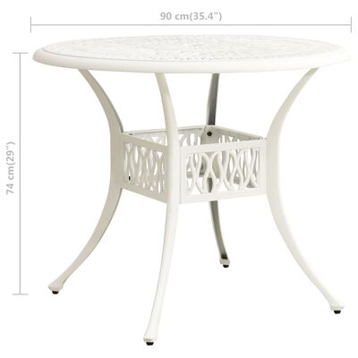 vidaXL Zahradní stůl bílý 90 x 90 x 74 cm litý hliník