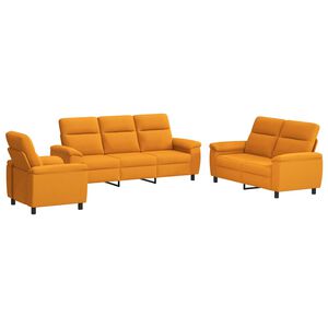 vidaXL Set pohovek 3 pcs Tmavě žlut&aacute; Textil