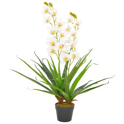 vidaXL Umělá rostlina orchidej s květináčem bílá 90 cm