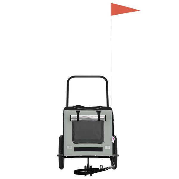 vidaXL Vozík za kolo pro domácí mazlíčky Šedá a černá 125 x 53 x 54 cm