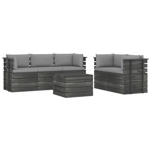 vidaXL 6d&iacute;ln&aacute; zahradn&iacute; sedac&iacute; souprava z palet + podu&scaron;ky borov&eacute; dřevo