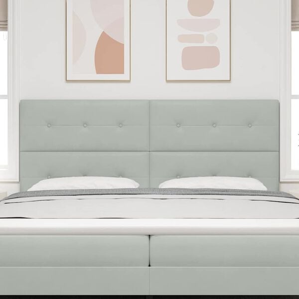 vidaXL LED hlavov&aacute; deska s LED p&aacute;sky Světle &scaron;ed&aacute; 200 cm samet