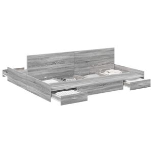 vidaXL R&aacute;m postele s &uacute;ložn&yacute;m prostorem s čelo &Scaron;ed&aacute; Sonoma 200 x 200 cm